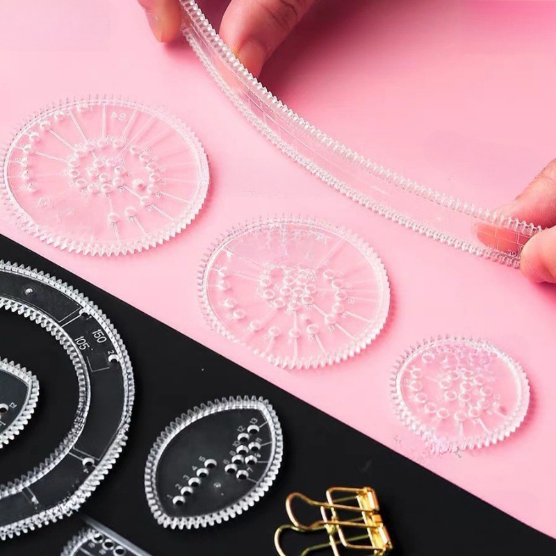 Bērniem paredzēts lineālu komplekts ar zīmēšanas šabloniem, plastmasas, modelis 65448, preces kods 5dygpbkk