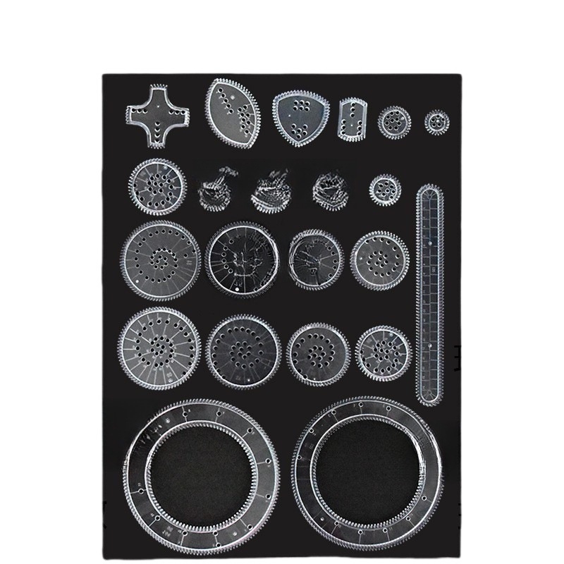 Bērniem paredzēts lineālu komplekts ar zīmēšanas šabloniem, plastmasas, modelis 65448, preces kods 5dygpbkk