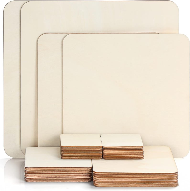 Felie pătrată de lemn nefinisată pentru DIY artă — lemn de plop, stil modern minimalist, potrivit pentru decorul casei