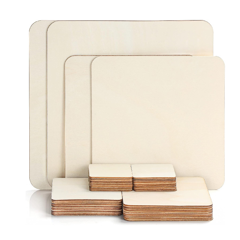 Felie pătrată de lemn nefinisată pentru DIY artă — lemn de plop, stil modern minimalist, potrivit pentru decorul casei