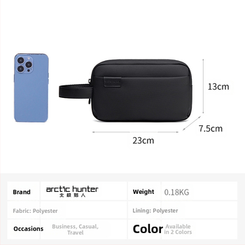 Vyriška clutch rankinė ARCTIC HUNTER, verslo kelionėms skirtas stilius, Oxford audinys, atspari vandeniui, tinkama verslo kelionėms