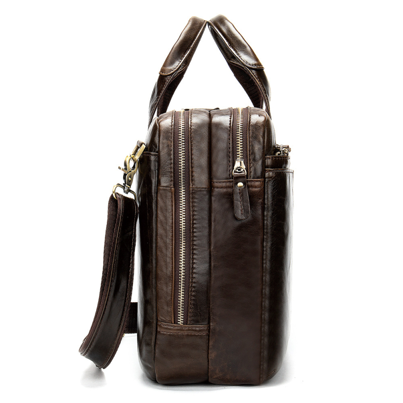 Vīriešu ādas biznesa soma ar augšējā slāņa liellopa ādu, kokvilnas iekšpuse, ūdensizturīga, piemērota biznesa ceļojumiem (Materiāls: Īsta āda; Ādas tips: Augšējā slāņa liellopa āda; Iekšpuse: Kokvilna; Funkcijas: Ūdensizturīga; Lietošana: Biznesa ceļojumi)