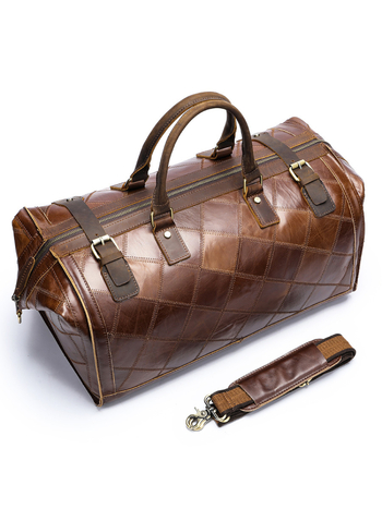 Ανδρική τσάντα ταξιδιού από γνήσιο δέρμα με χωρητικότητα 20–35 L, δέρμα πρώτου στρώματος, καρό σχέδιο, ανθεκτική στη φθορά για επιχειρηματικά ταξίδια