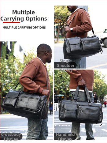 Ανδρική δερμάτινη τσάντα ταξιδιού - 36-55L, γνήσιο δέρμα, αδιάβροχη, Maltette