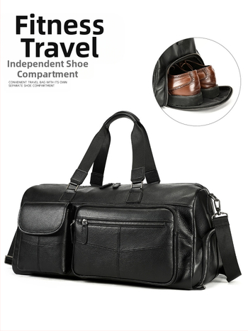 Ανδρική δερμάτινη τσάντα ταξιδιού - 36-55L, γνήσιο δέρμα, αδιάβροχη, Maltette