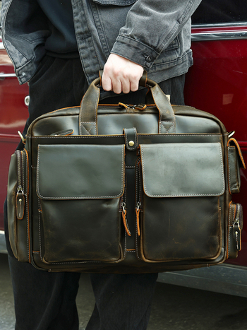 MASIWEI vīriešu crossbody somiņa no īstas ādas, pirmā slāņa liellopa āda, iekšējā odere poliestera-kokvilna, nodilumizturīga, piemērota biznesa ceļojumiem