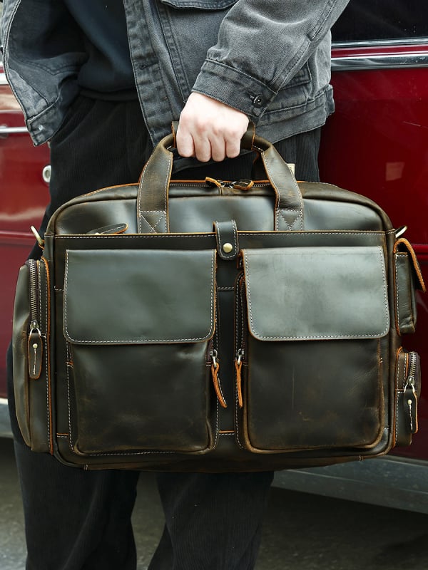 MASIWEI vīriešu crossbody somiņa no īstas ādas, pirmā slāņa liellopa āda, iekšējā odere poliestera-kokvilna, nodilumizturīga, piemērota biznesa ceļojumiem