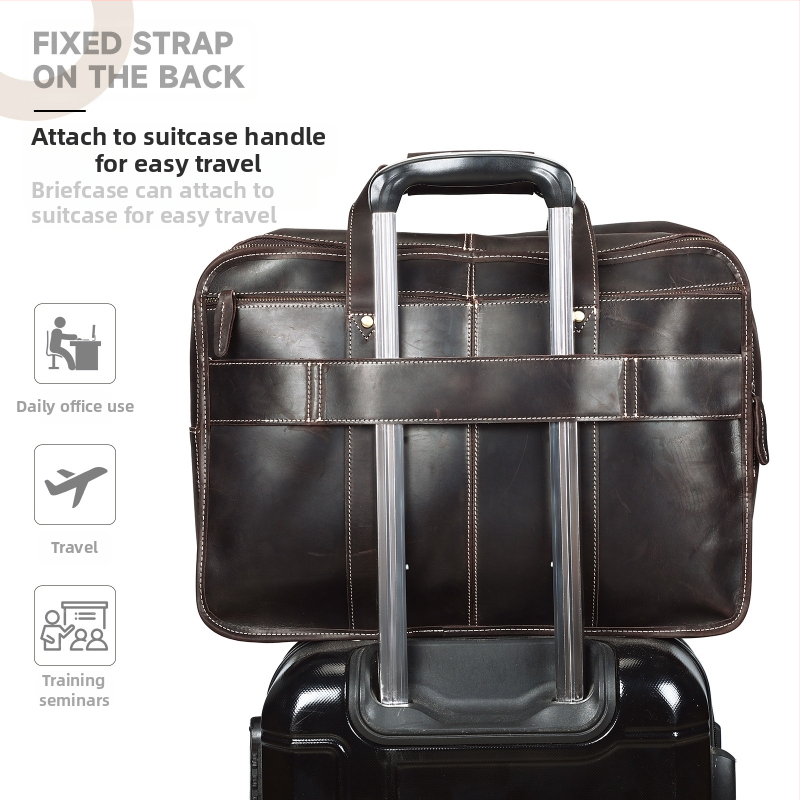 Делов портфейл от естествена кожа, първи слой телешка кожа, подплата полиестер-памук, издръжлив за бизнес пътуване