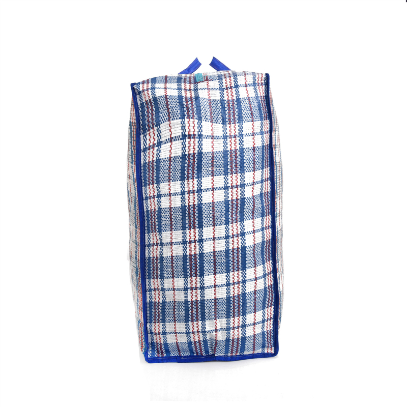 Rankų darbo plastikinė pynėta rankinė su languotu raštu, atspari vandeniui ir laminuota, apkrova 100, storis 105.