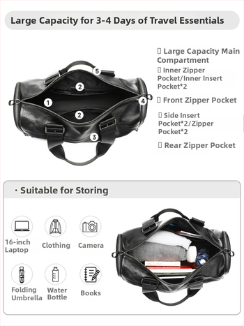 Ανδρική δερμάτινη τσάντα ταξιδιού – πρώτη στρώση βοδινό δέρμα; ανθεκτική στη φθορά; επένδυση πολυεστέρα-βαμβάκι; αστικός μινιμαλισμός