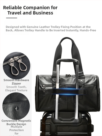 Ανδρική δερμάτινη τσάντα ταξιδιού – πρώτη στρώση βοδινό δέρμα; ανθεκτική στη φθορά; επένδυση πολυεστέρα-βαμβάκι; αστικός μινιμαλισμός