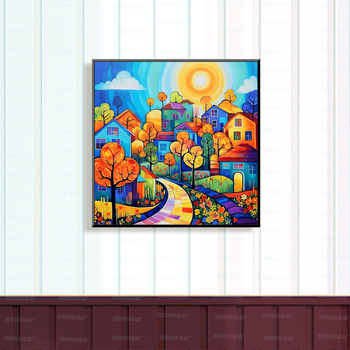 Σετ Κεντήματος Σταυρών: Τοπία Δρόμου, Καμβάς από Βαμβάκι, 9CT, Σύγχρονο Μινιμαλιστικό Σχέδιο