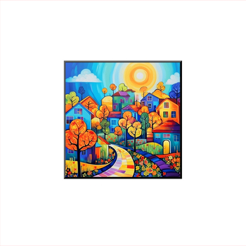 Σετ Κεντήματος Σταυρών: Τοπία Δρόμου, Καμβάς από Βαμβάκι, 9CT, Σύγχρονο Μινιμαλιστικό Σχέδιο