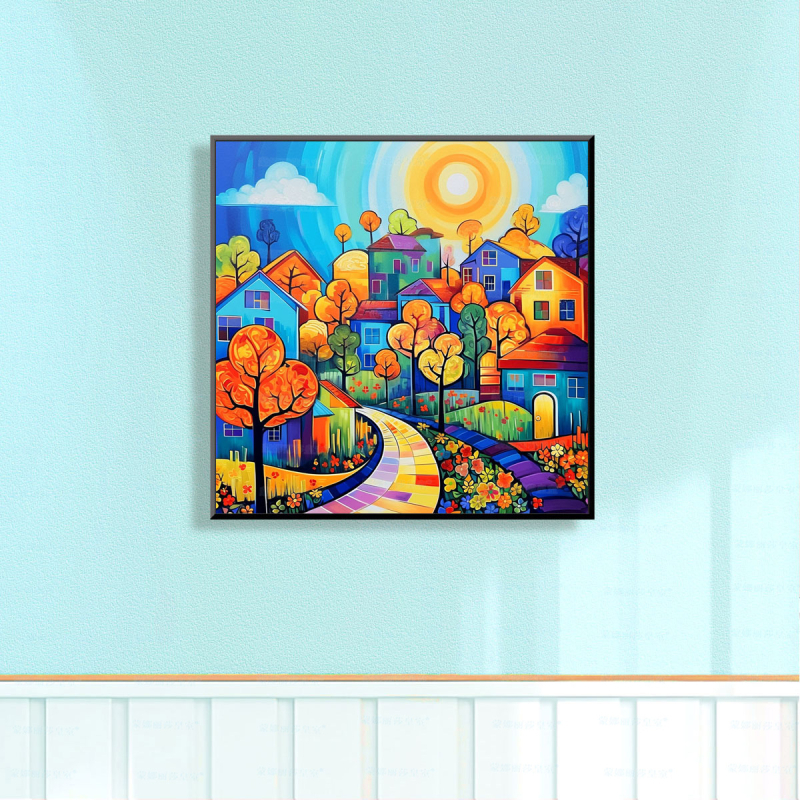 Σετ Κεντήματος Σταυρών: Τοπία Δρόμου, Καμβάς από Βαμβάκι, 9CT, Σύγχρονο Μινιμαλιστικό Σχέδιο