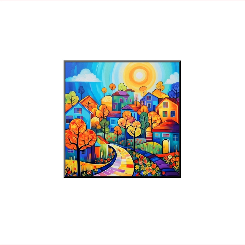 Σετ Κεντήματος Σταυρών: Τοπία Δρόμου, Καμβάς από Βαμβάκι, 9CT, Σύγχρονο Μινιμαλιστικό Σχέδιο