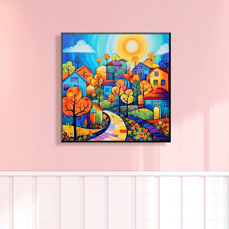 Σετ Κεντήματος Σταυρών: Τοπία Δρόμου, Καμβάς από Βαμβάκι, 9CT, Σύγχρονο Μινιμαλιστικό Σχέδιο