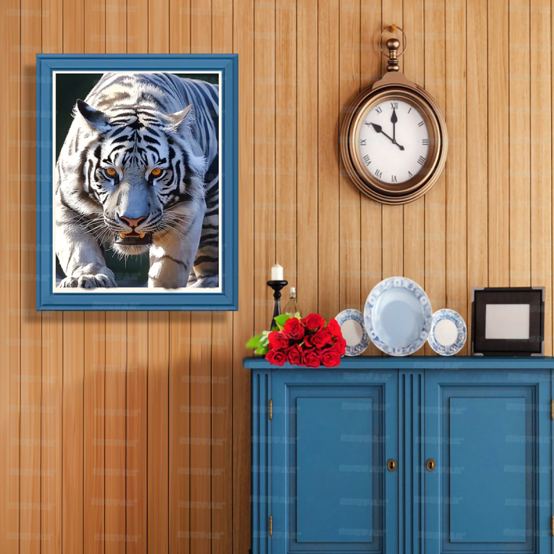 Σετ κεντήματος με σταυρό – μοτίβο τίγρη, βαμβάκι, 11CT, μοντέρνο μινιμαλιστικό στυλ