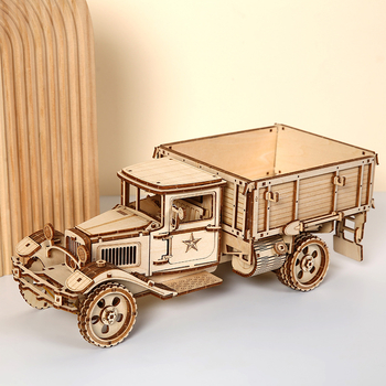 3D koka puzles kravas automašīnas modelis, DIY salikšana, izglītojoša spēle Hee-Chi, vecuma 15–35