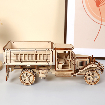 3D koka puzles kravas automašīnas modelis, DIY salikšana, izglītojoša spēle Hee-Chi, vecuma 15–35