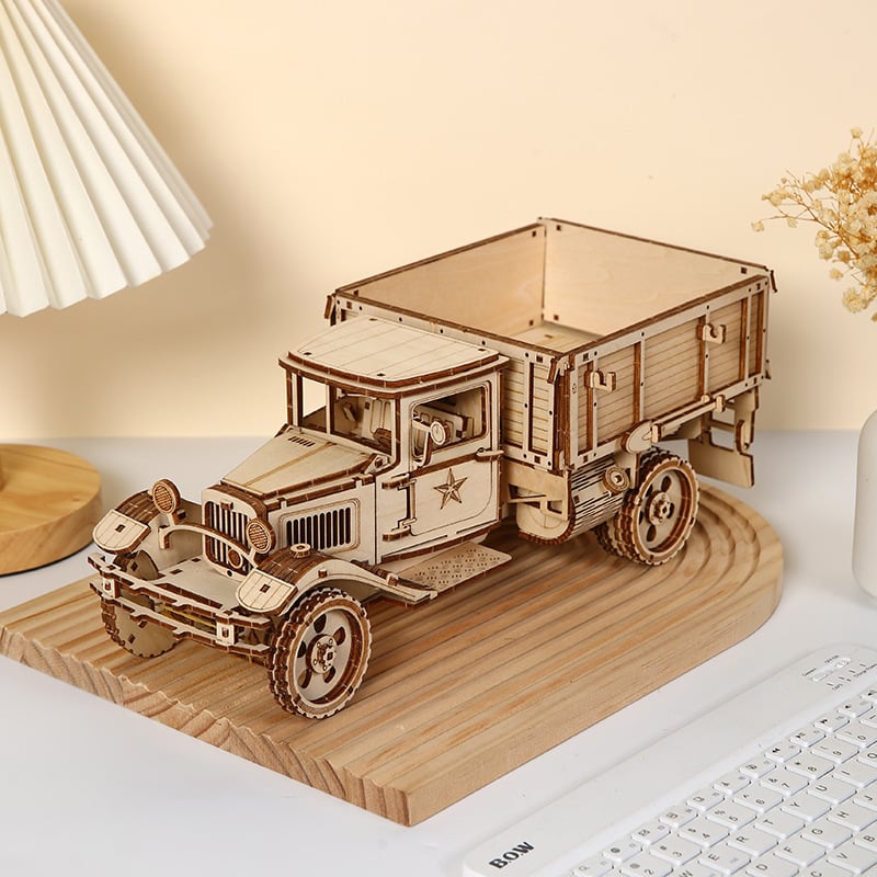 3D koka puzles kravas automašīnas modelis, DIY salikšana, izglītojoša spēle Hee-Chi, vecuma 15–35