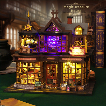 Дървен архитектурен модел DIY – персонализиран с изображения, сглобяем миниатюрен фантастичен дом за възраст 15–35 години