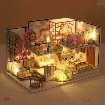 Qiaolexing M-032 Yaqin Pavilion – дървен сглобяем модел за игра, Great House, Building model, произход Гуанджоу, DIY