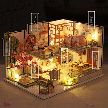 Qiaolexing M-032 Yaqin Pavilion – дървен сглобяем модел за игра, Great House, Building model, произход Гуанджоу, DIY