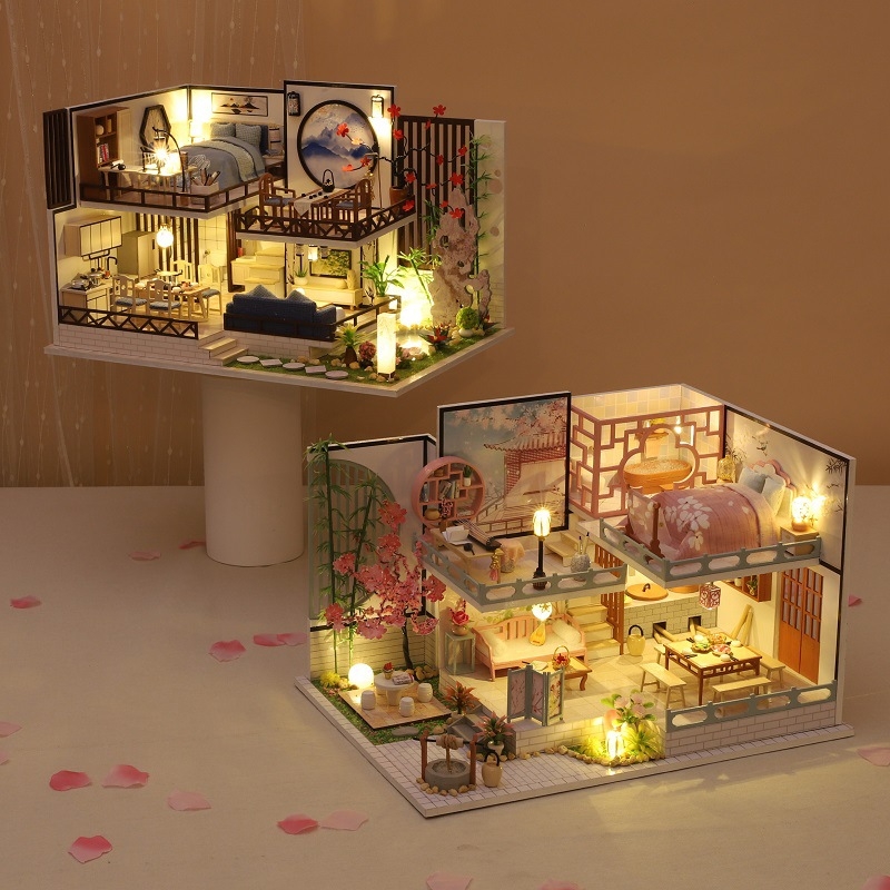 Qiaolexing M-032 Yaqin Pavilion – дървен сглобяем модел за игра, Great House, Building model, произход Гуанджоу, DIY