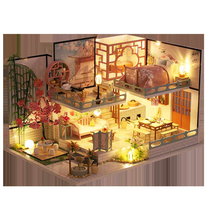 Qiaolexing M-032 Yaqin Pavilion – дървен сглобяем модел за игра, Great House, Building model, произход Гуанджоу, DIY