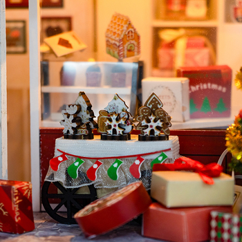 Дървен DIY архитектурен модел на къщичка с светлини и звук, сглобяем