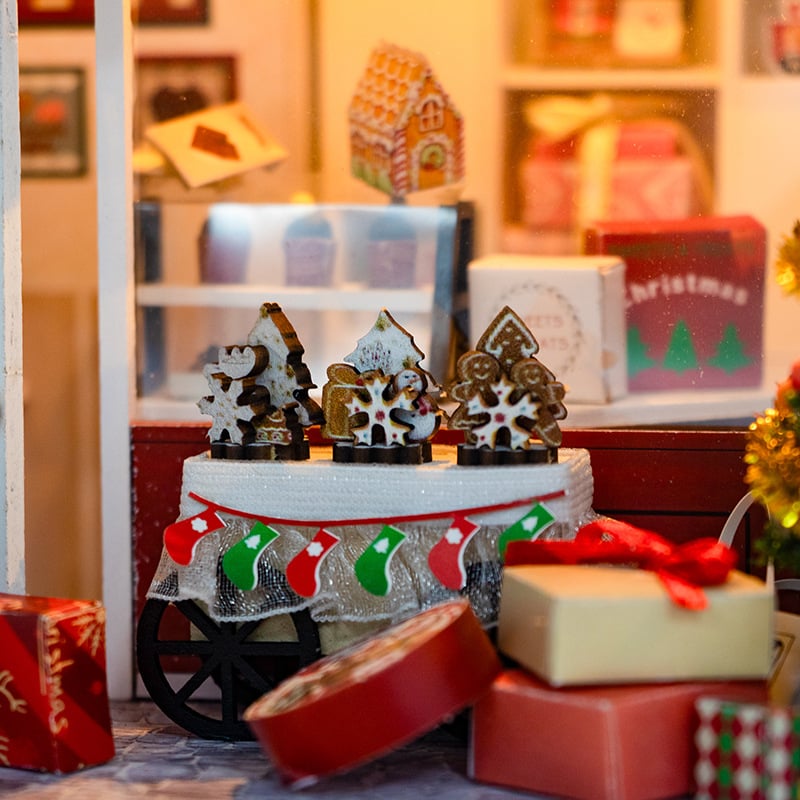 Дървен DIY архитектурен модел на къщичка с светлини и звук, сглобяем