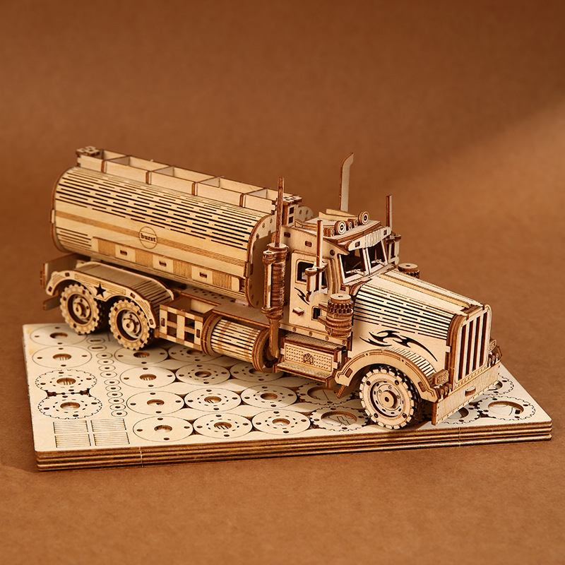 Medinis 3D puzzle cisternos sunkvežimis – edukacinė dovana vaikams 7–14 metų, DIY ir pritaikymas