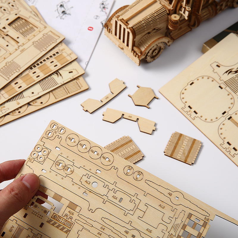 Medinis 3D puzzle cisternos sunkvežimis – edukacinė dovana vaikams 7–14 metų, DIY ir pritaikymas