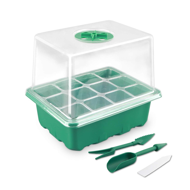 Комплект разсадни тави (3 части): 6 клетки и 12 клетки, дишаща пластмаса, здрава термоформована конструкция