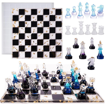 7 részes szilikon sakkforma-készlet 3D sakk tábla dizájnnal