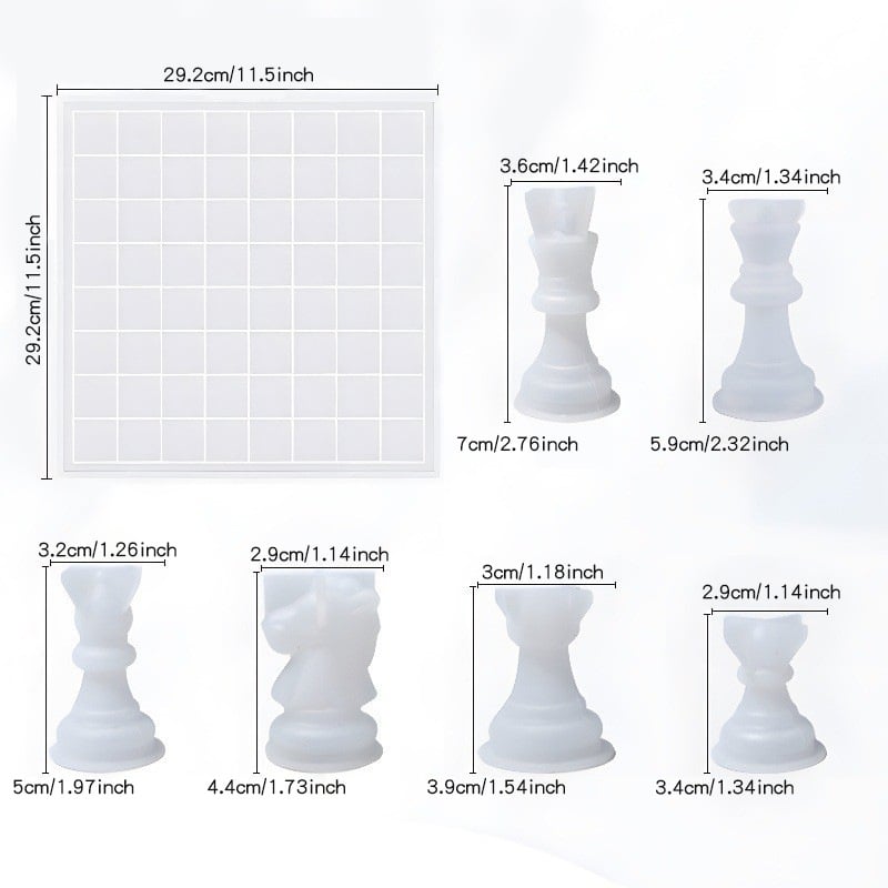 7 részes szilikon sakkforma-készlet 3D sakk tábla dizájnnal