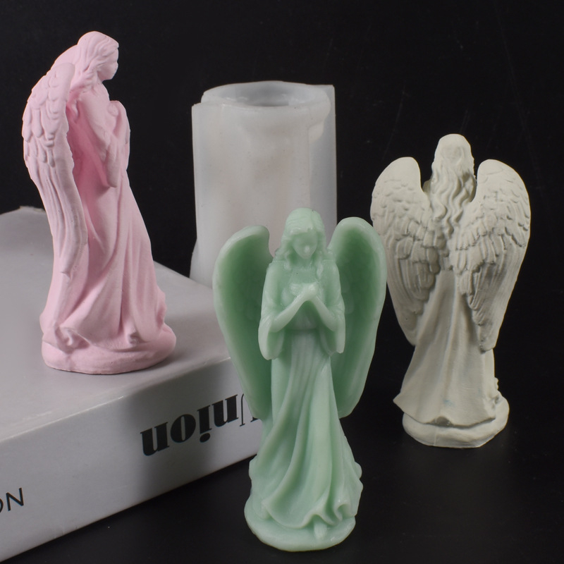 Силиконова форма за ангелска свещ със 3D несиметрична форма, античен ретро стил, мултифункционална за свещи, гипс, смола и сапун