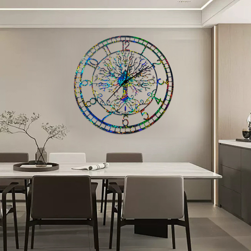 Matriță circulară din silicon pentru rășină epoxidică – Ceas cu Arborele Vieții, decor de perete DIY, stil modern minimalist, lansare 2024