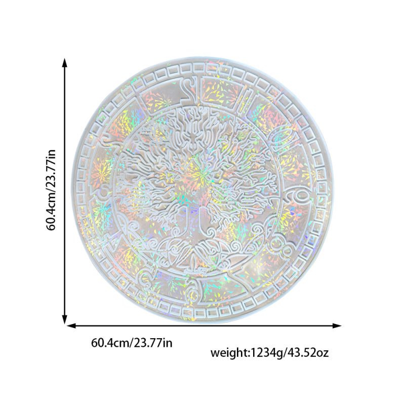 Matriță circulară din silicon pentru rășină epoxidică – Ceas cu Arborele Vieții, decor de perete DIY, stil modern minimalist, lansare 2024