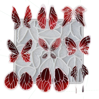 Σιλικόνης φόρμα ζαχαροπλαστικής Miyymiss, ορθογώνιο σχήμα, για DIY κολιέ με φτερά πεταλούδας και σταγόνες κρυστάλλων