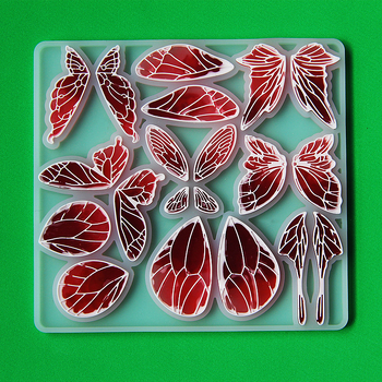 Σιλικόνης φόρμα ζαχαροπλαστικής Miyymiss, ορθογώνιο σχήμα, για DIY κολιέ με φτερά πεταλούδας και σταγόνες κρυστάλλων