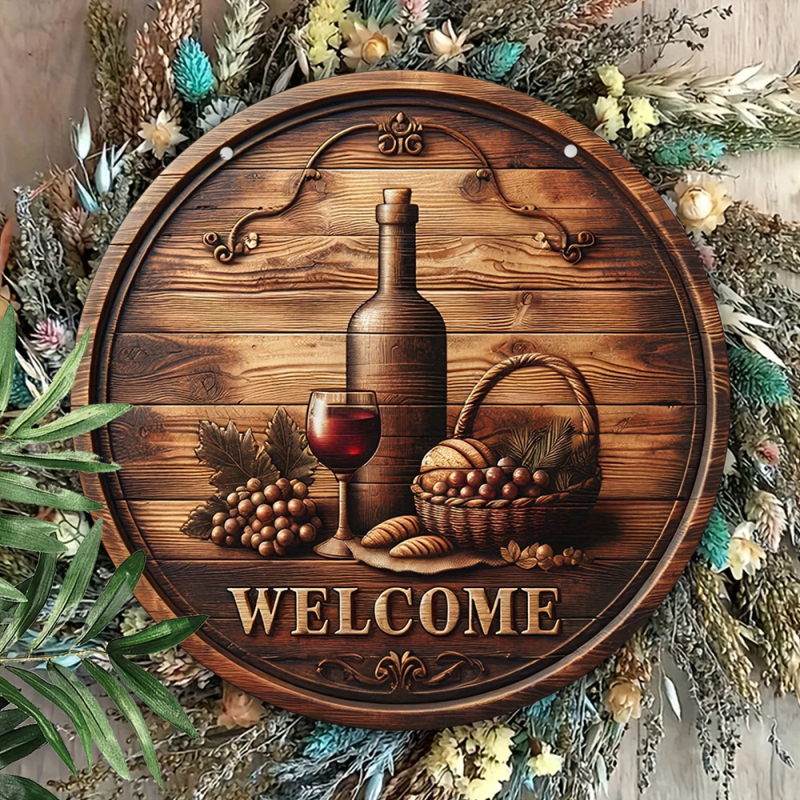 Дървен висящ входен знак за любители на виното — модерен минималистичен стил, борова дървесина; подходящ за дом, офис и градина; идеален за подарък на сватба, нов дом или рожден ден.