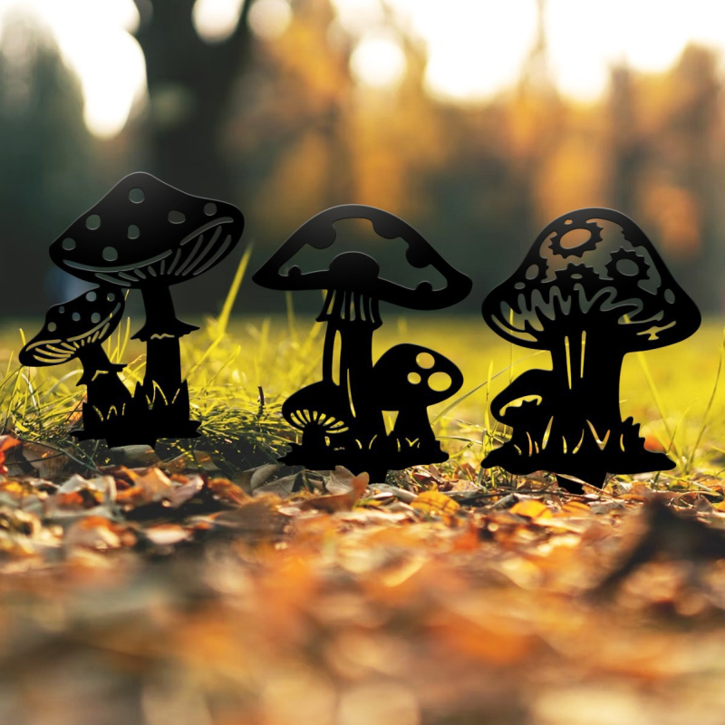 Metalo grybų sodo ženklas, minimalistinė lauko atminimo plokštelė; Medžiaga: Metalas; Amatas: Pjovimas; Ženklas: Nanbo wan; Dovana vestuvėms, naujakuriams