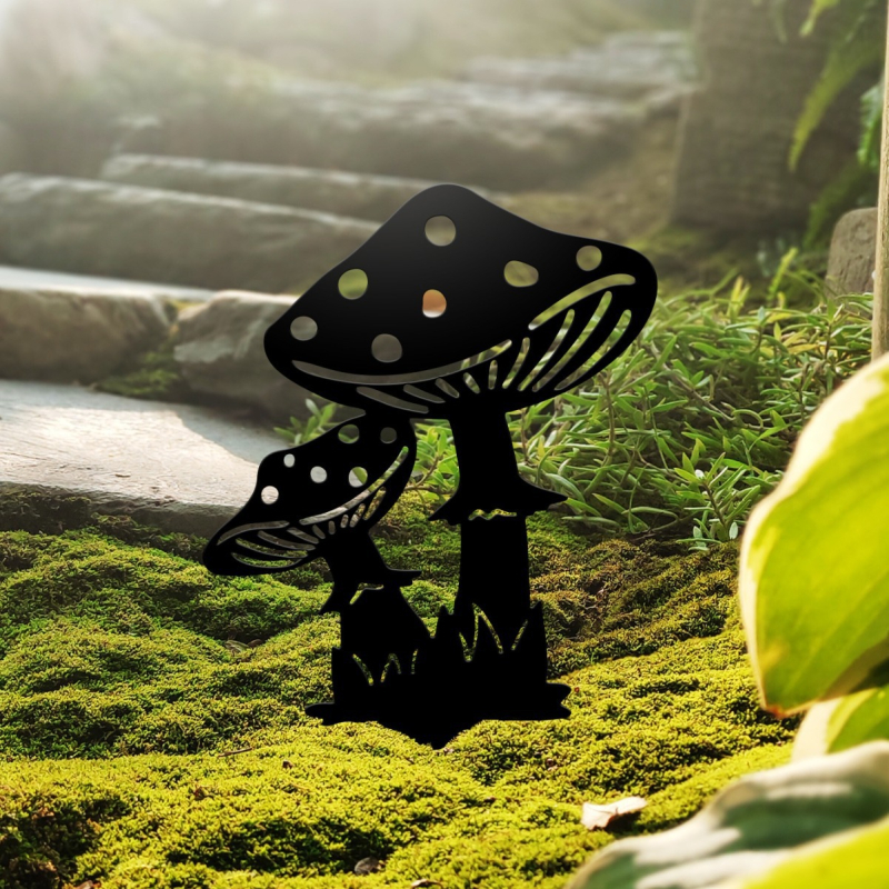 Metalo grybų sodo ženklas, minimalistinė lauko atminimo plokštelė; Medžiaga: Metalas; Amatas: Pjovimas; Ženklas: Nanbo wan; Dovana vestuvėms, naujakuriams