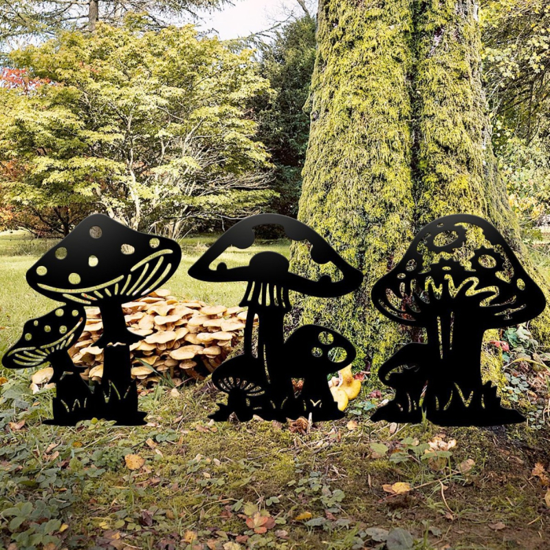 Metalo grybų sodo ženklas, minimalistinė lauko atminimo plokštelė; Medžiaga: Metalas; Amatas: Pjovimas; Ženklas: Nanbo wan; Dovana vestuvėms, naujakuriams