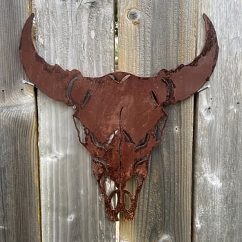 Metalna zidna dekoracija s lobanjom krave, country stil, moderan minimalistički dizajn, pogodna za dom i vanjske prostore