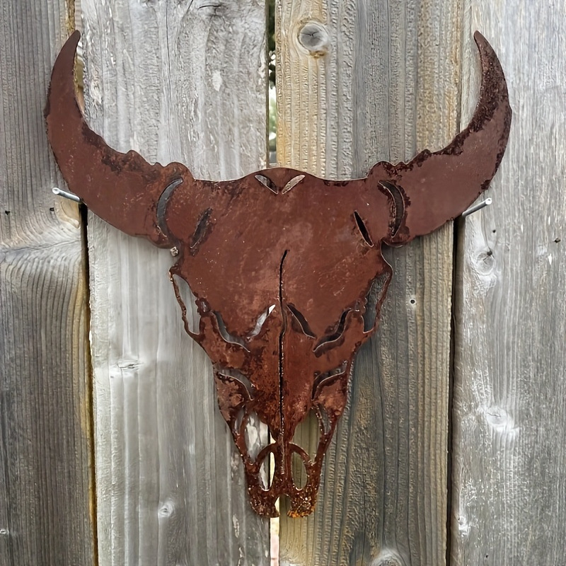 Metalna zidna dekoracija s lobanjom krave, country stil, moderan minimalistički dizajn, pogodna za dom i vanjske prostore