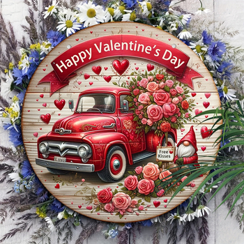 Ακρυλική πινακίδα καλωσορίσματος για τη Γιορτή του Αγίου Βαλεντίνου με κόκκινο φορτηγό – γλυπτή και εκτυπωμένη