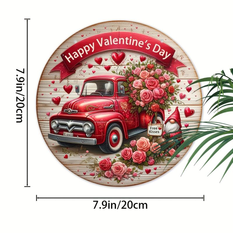 Ακρυλική πινακίδα καλωσορίσματος για τη Γιορτή του Αγίου Βαλεντίνου με κόκκινο φορτηγό – γλυπτή και εκτυπωμένη