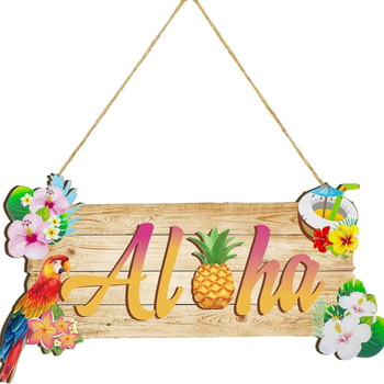 Ξύλινο κρεμαστό διακοσμητικό με τροπικά πουλιά για καλοκαιρινά πάρτι — μοντέρνος μινιμαλισμός, εκτύπωση με ημιχειροκίνητη και ημιμηχανική διαδικασία, έτοιμο προς δώρο